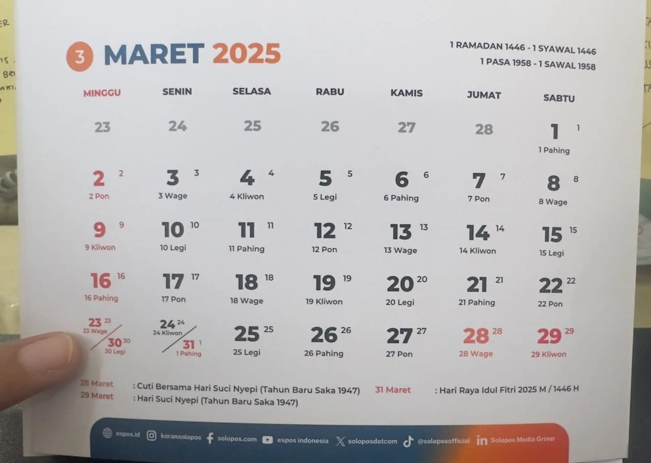 Kalender Maret 2025